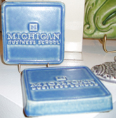 Business School tiles on display at Pewabic Pottery