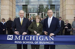 L-R: Robert Dolan, Mary Sue Coleman, Stephen Ross